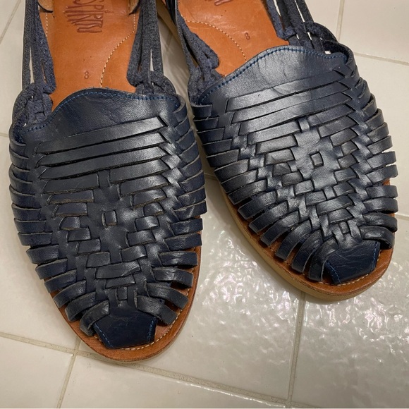 Espiritu Charro Classic Navy Blue Huarache Sandals - Picture 2 of 6